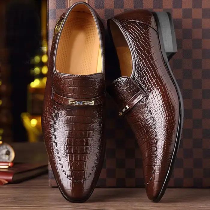 Chaussures en cuir hommes PU luxe motif Crocodile hommes chaussures habillées d'affaires décontracté chaussure sociale mâle chaussures de mariage Zapatos Hombre