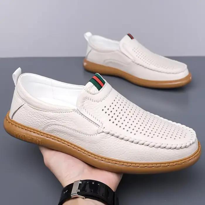Nouvelles chaussures d'été respirantes en cuir pour hommes