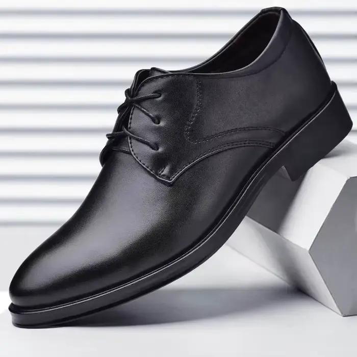 Chaussures en cuir noir pour hommes Oxfords élégants bout pointu pour événements formels mariage cérémonies d'affaires soirée grande taille