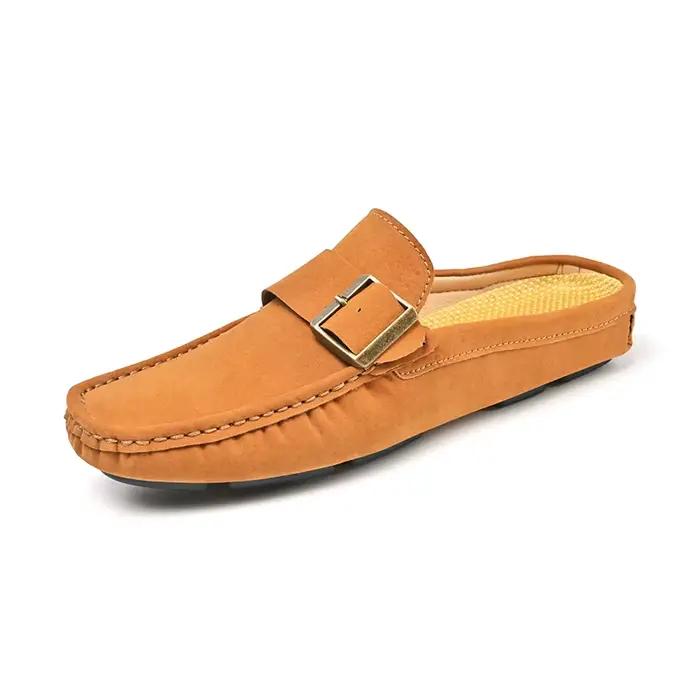 Demi-chaussures en cuir pour hommes, taille 47 48, mocassins décontractés à enfiler, pantoufles respirantes de grande taille, été