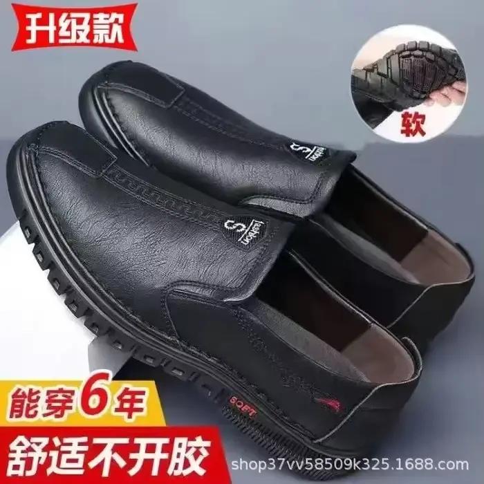 Chaussures en cuir pour hommes mocassins souples antidérapants respirant