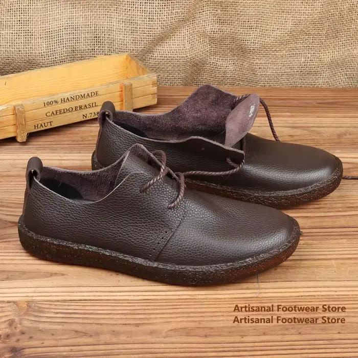 Chaussures décontractées en cuir marron/noir pour hommes