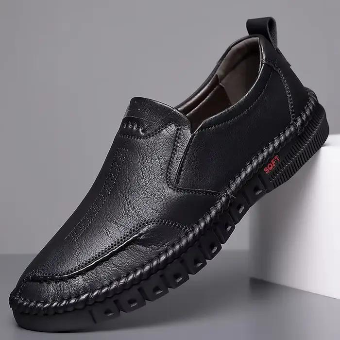 Chaussures homme en cuir véritable cousues à la main bout rond décontractées pour occasions formelles et loisirs printemps automne