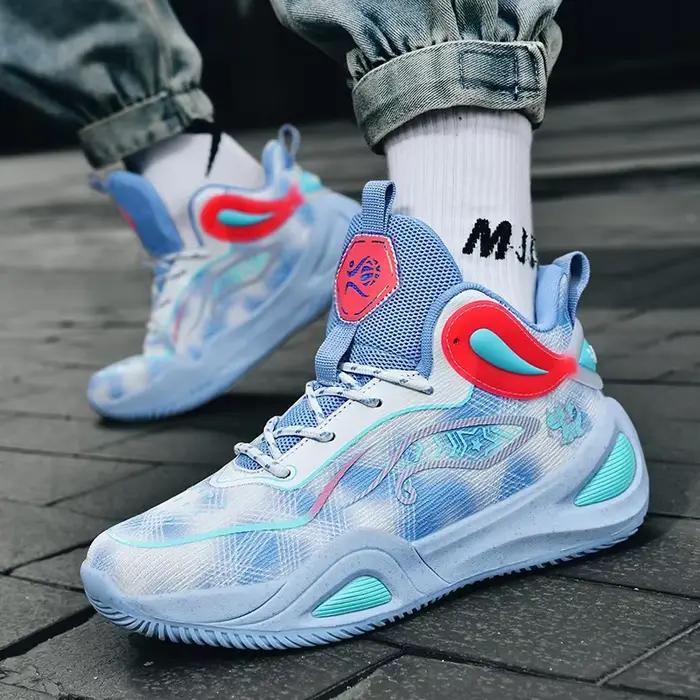Chaussures de basket-ball pour hommes - Maille respirante, baskets légères pour l'entraînement et la compétition, chaussures de sport décontractées pour étudiants