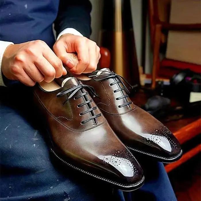 Oxfords chaussures pour hommes marron noir affaires à lacets Pu bureau richelieu