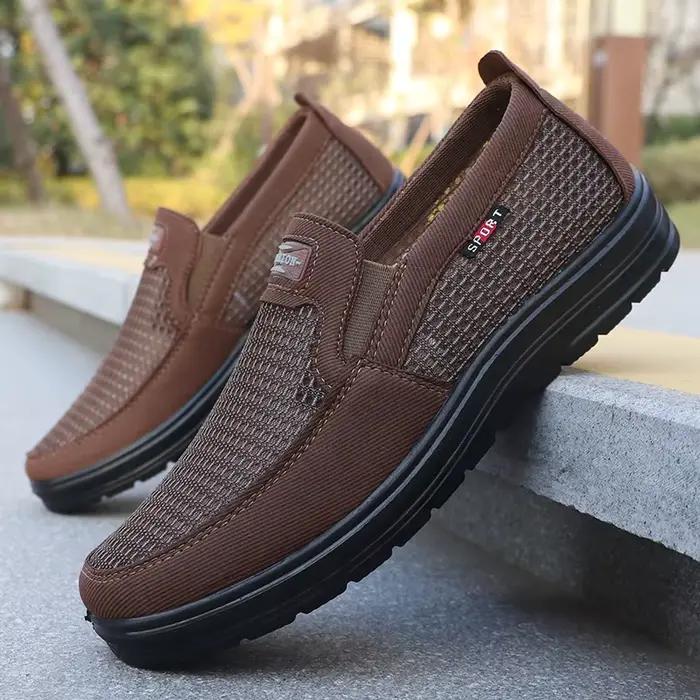 Chaussures de course tricotées tissées solides pour hommes légers respirants et antidérapants pour activités de plein air printemps automne