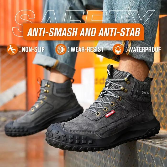 Chaussures de sécurité pour hommes Dian Sen à embout d'acier avec semelles anti-écrasement