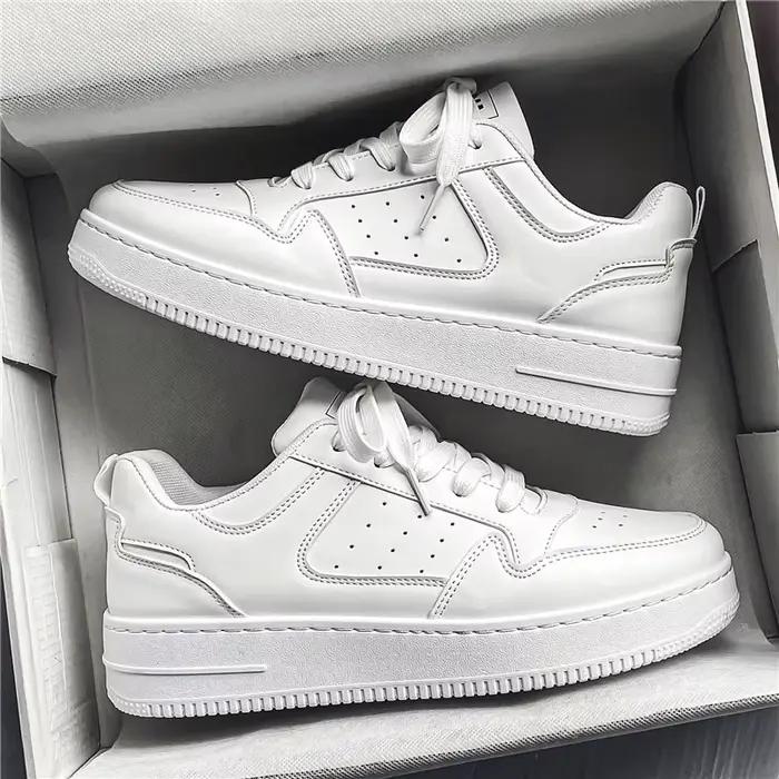Chaussures de sport décontractées pour hommes, respirantes, tendance, polyvalentes, à semelle épaisse, blanches, printemps-été