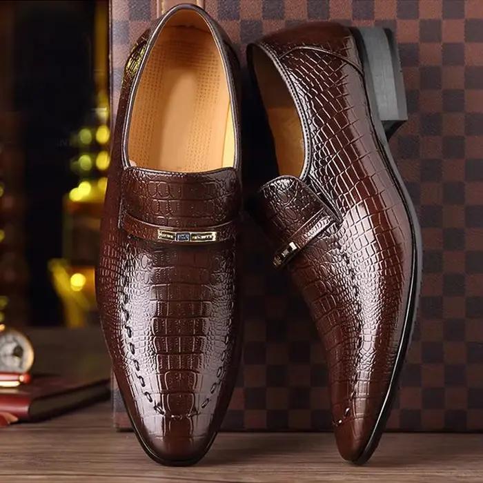 Chaussures de luxe pour hommes en cuir PU à motifs
