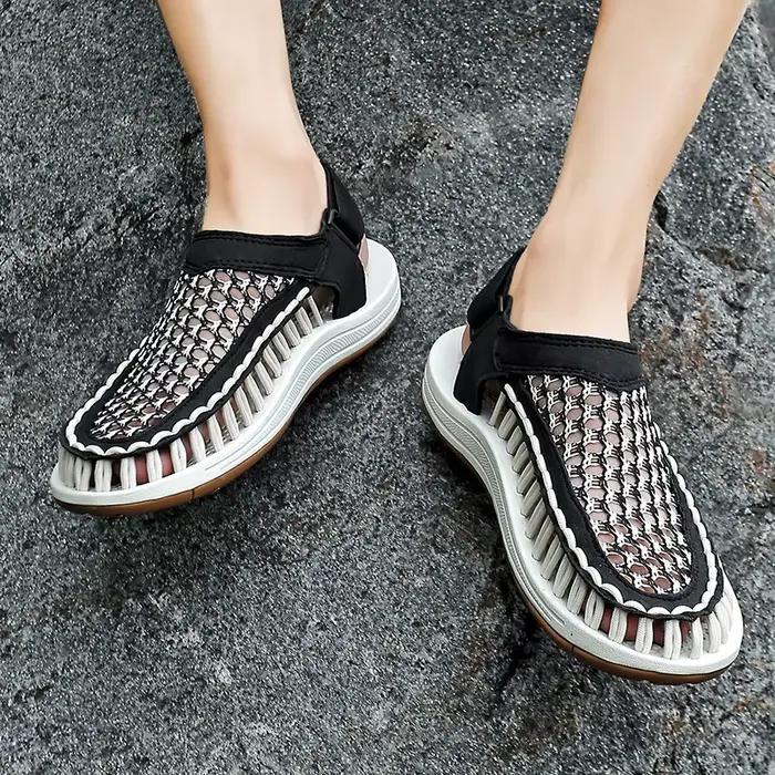 Été nouvelles sandales hommes marque concepteur mode décontracté en plein air cuissardes grande taille tissé à la main