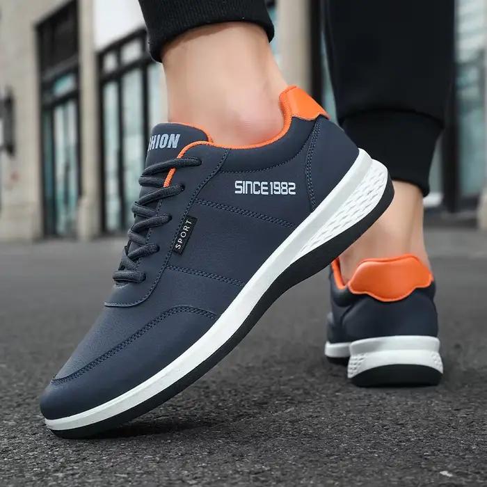Nouveaux hommes chaussures de sport course formation confortable dessus en cuir à lacets