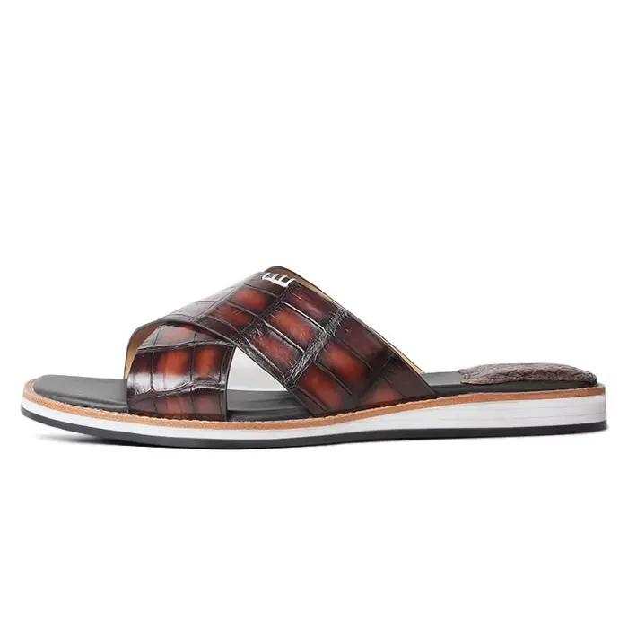 Pantoufles en cuir de Crocodile pour hommes