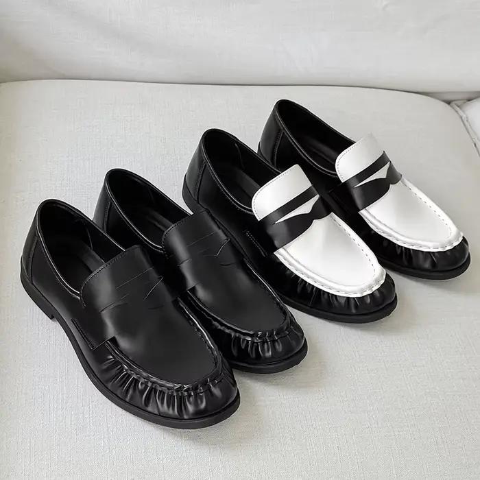 Mode noir hommes mocassins concepteur affaires chaussures en cuir confortable sans lacet chaussures décontractées antidérapant marche plat conduite chaussures