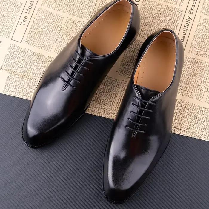 Chaussures en cuir pour hommes, chaussures Oxford décontractées faites à la main, de haute qualité, pour le travail et le bureau, pour Gentalman, confortables à lacets