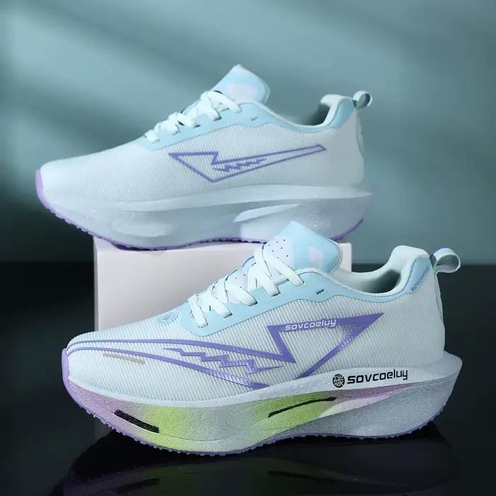 Chaussures de course planche de carbone spécialité Marathon hommes sport respirant léger femmes confortable athlétique antidérapant baskets