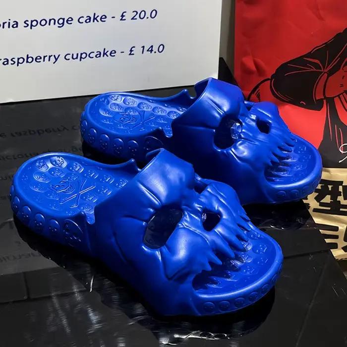 Sandales Antidérapantes à Motif de Crâne pour Homme et Femme, Pantoufles de dehors, Confortables, pour la Plage, Halloween, Optique pour la Maison, Chaussures Souples