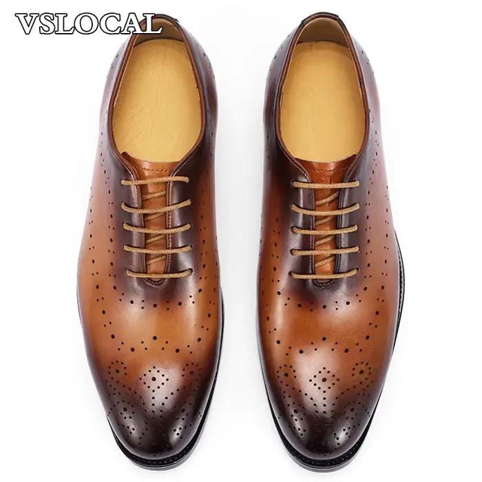 Chaussures en cuir à lacets pour hommes, chaussures Oxford formelles, Parker pointu, marron, robe décontractée, mariage, affaires, luxe