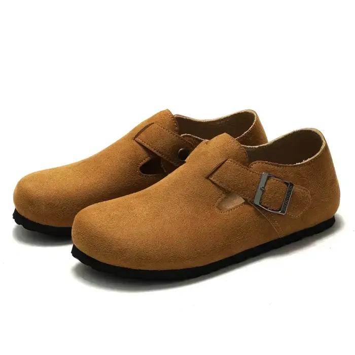 Chaussures décontractées unisexes semelle en liège cuir respirant pour homme et femme automne hiver polyvalentes à offrir occasions multiples