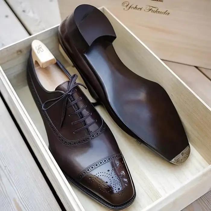 Oxfords chaussures pour hommes marron noir affaires à lacets Pu bureau richelieu