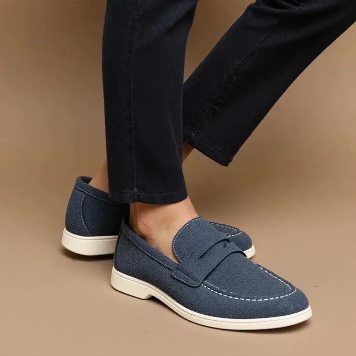 Mocassins homme hecrafted respirants confortables pour printemps automne ocassions quotidiennes pointure ajustée matériaux synthétiques et cuir collage semelle en caoutchouc et eva