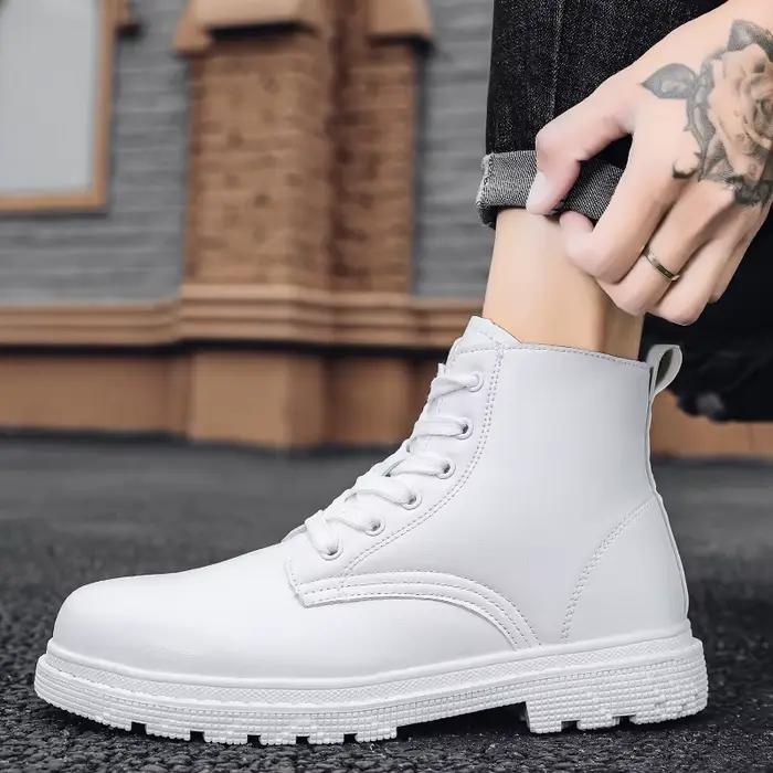 Bottes de cowboy en cuir blanc pour hommes