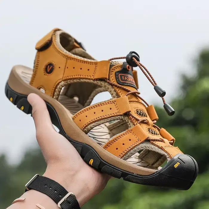 Sandales Homme 2026 en Cuir Véritable – Chaussures Décontractées pour Hommes