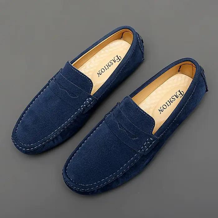 Chaussures pour hommes mocassins en cuir suédé mode