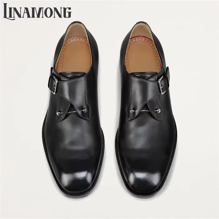 Chaussures Monk en Cuir de Veau avec Boucle Métallique