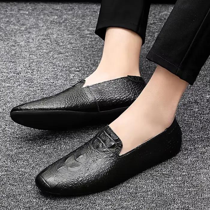 Mocassins WOSHI en cuir véritable homme pour printemps automne sans lacet décontractés et respirants pour toutes occasions