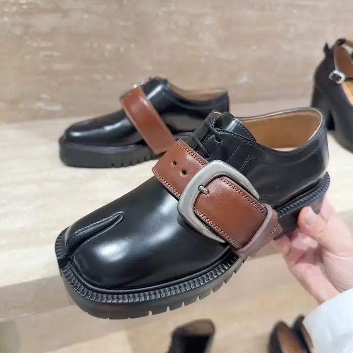 Chaussures de luxe pour femmes, derby surdimensionnée, cuir véritable, talons élevés, style mature, confortable et durable pour occasions printemps automne