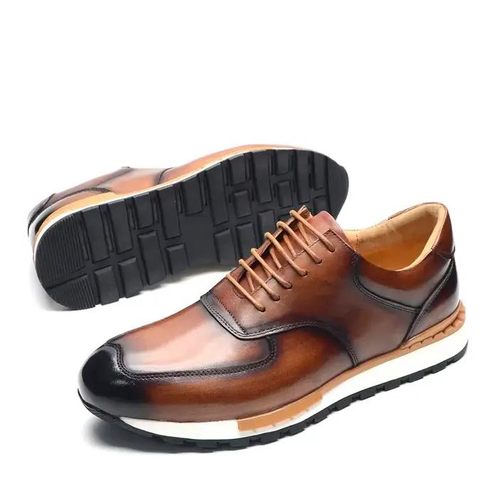 Baskets Décontractées en Cuir Véritable pour Hommes Occasions Spéciales Automne Hiver Mode Européenne