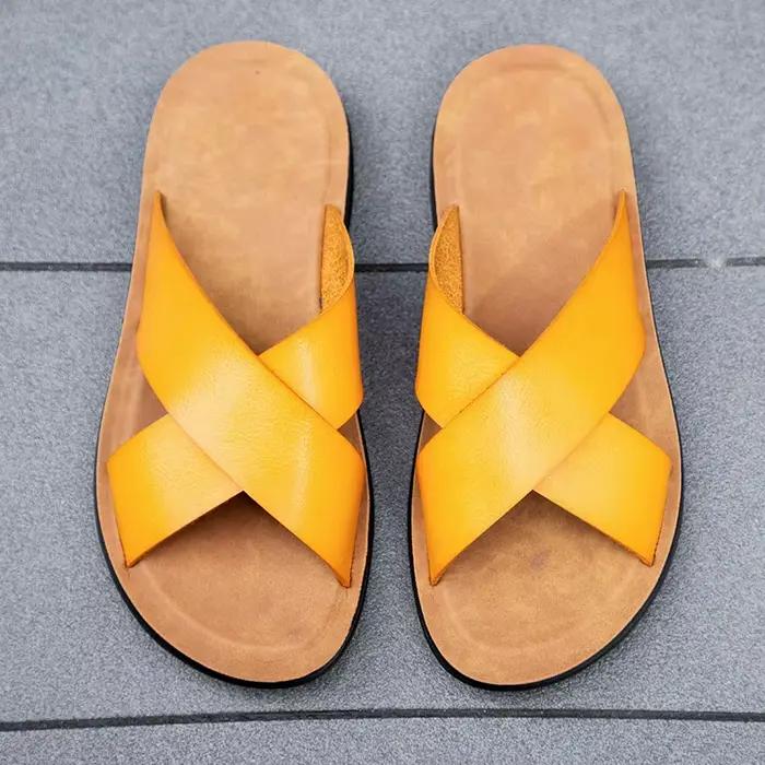 Pantoufles en cuir italien pour hommes