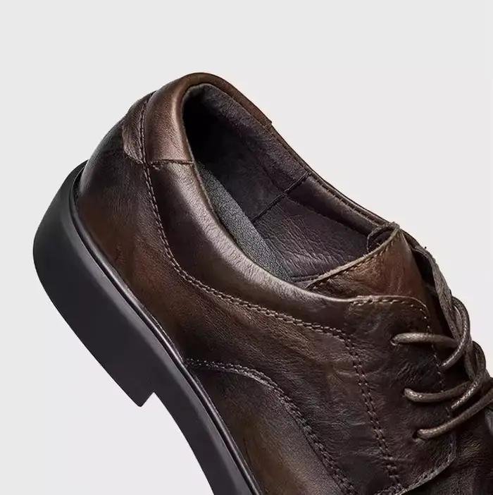 Chaussures Derby en cuir véritable pour hommes, décontractées, avec semelle en caoutchouc, pour printemps et automne, parfaites pour les promenades en ville et les occasions spéciales