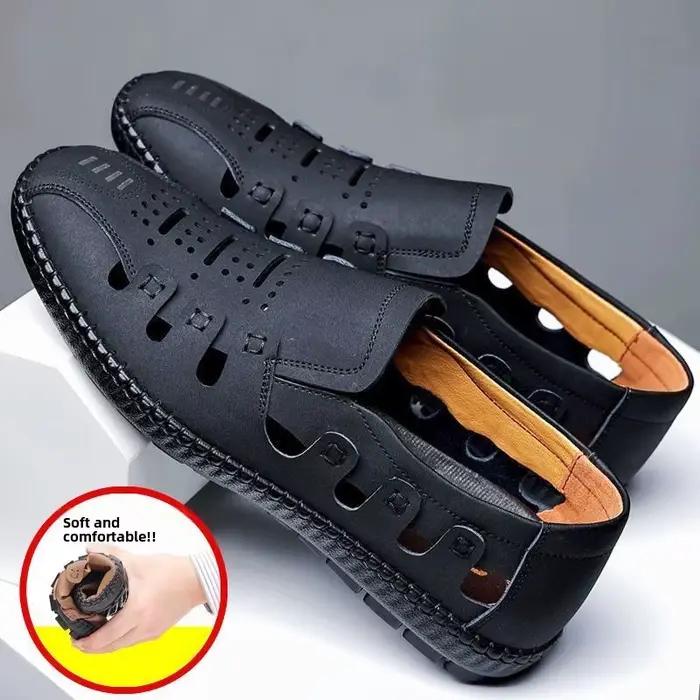 Chaussures décontractées pour hommes, respirantes, en maille, en cuir, légères, à semelle souple, style mocassins, nouvelle collection printemps-été