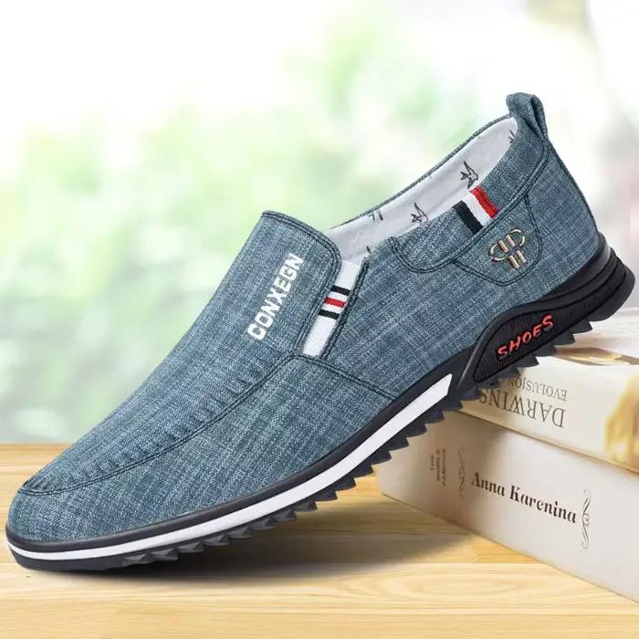 Chaussures de conduite décontractées pour hommes en toile de lin