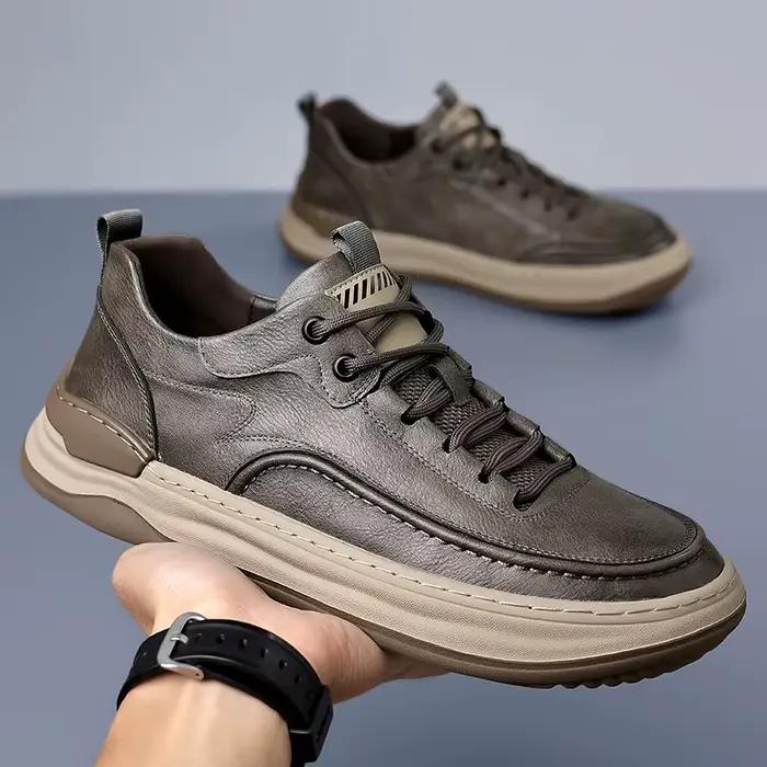 Chaussures de sport en cuir véritable pour hommes