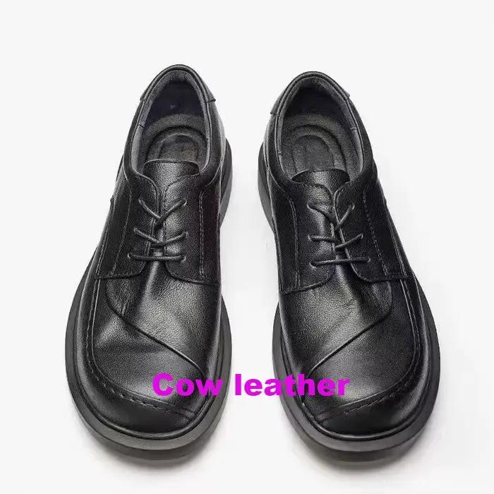 Chaussures Derby en cuir véritable pour hommes, décontractées, avec semelle en caoutchouc, pour printemps et automne, parfaites pour les promenades en ville et les occasions spéciales
