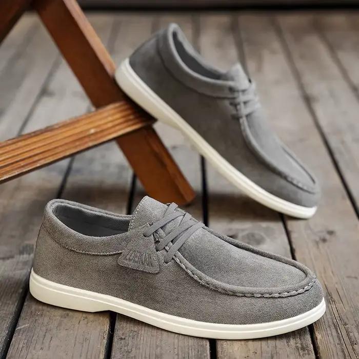 Mocassins en daim pour hommes, chaussures décontractées à enfiler, souples et plates, confortables pour la conduite et la marche, 2 couleurs