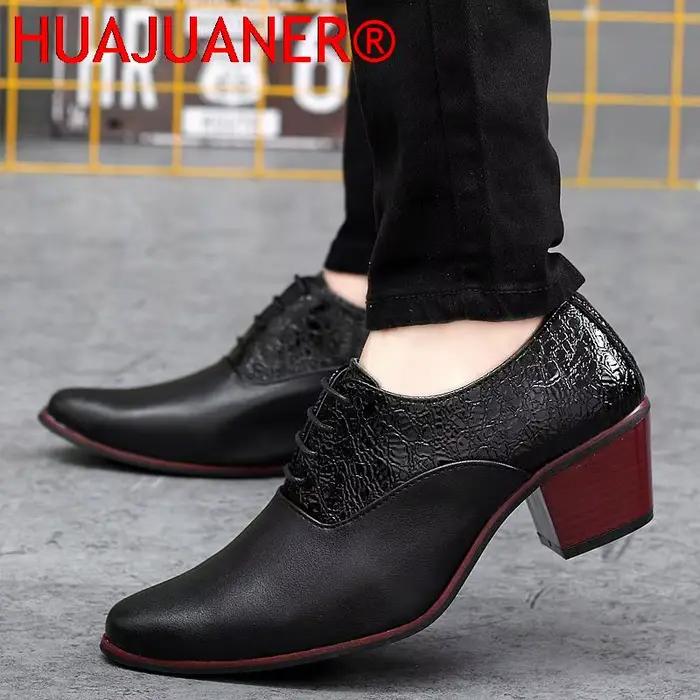 Chaussures classiques en cuir à talons hauts pour hommes