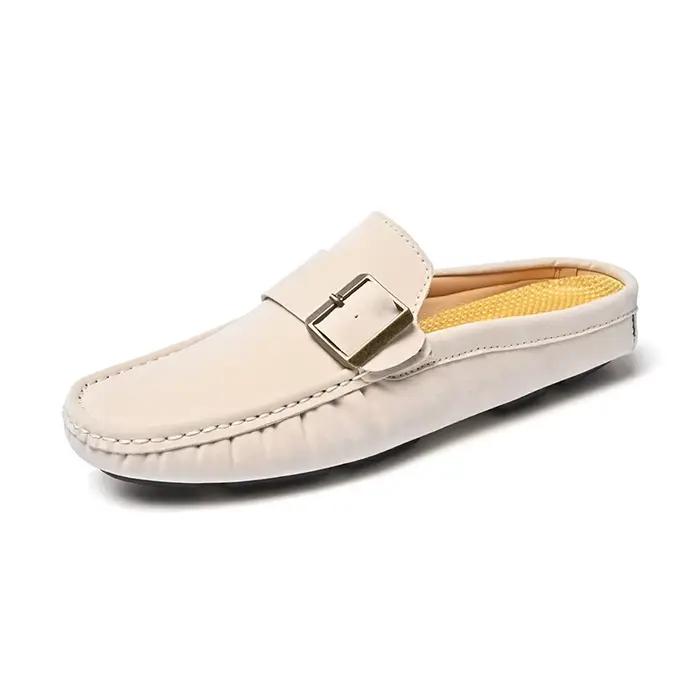 Demi-chaussures en cuir pour hommes, taille 47 48, mocassins décontractés à enfiler, pantoufles respirantes de grande taille, été