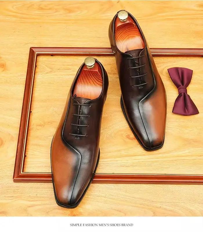 Chaussures en cuir à bout pointu pour hommes