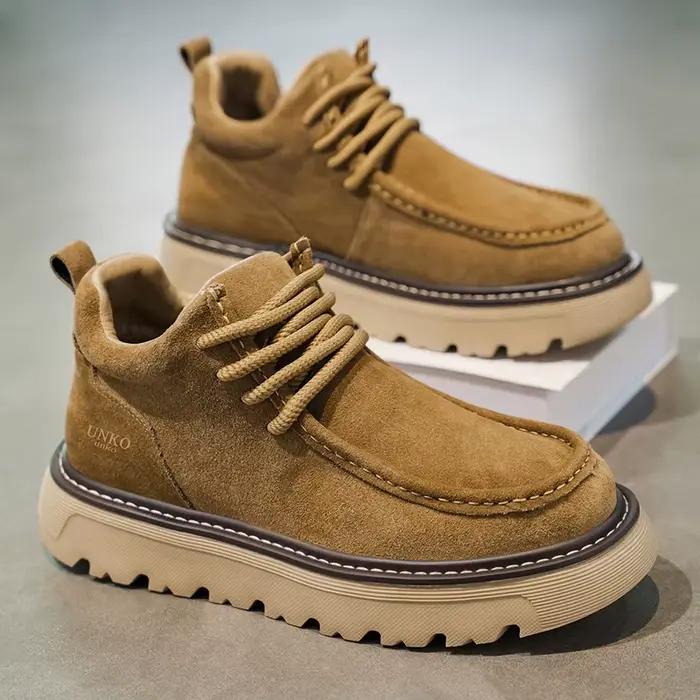 Bottes en daim rétro pour hommes, baskets montantes confortables et élégantes pour occasions spéciales style de rue printemps automne
