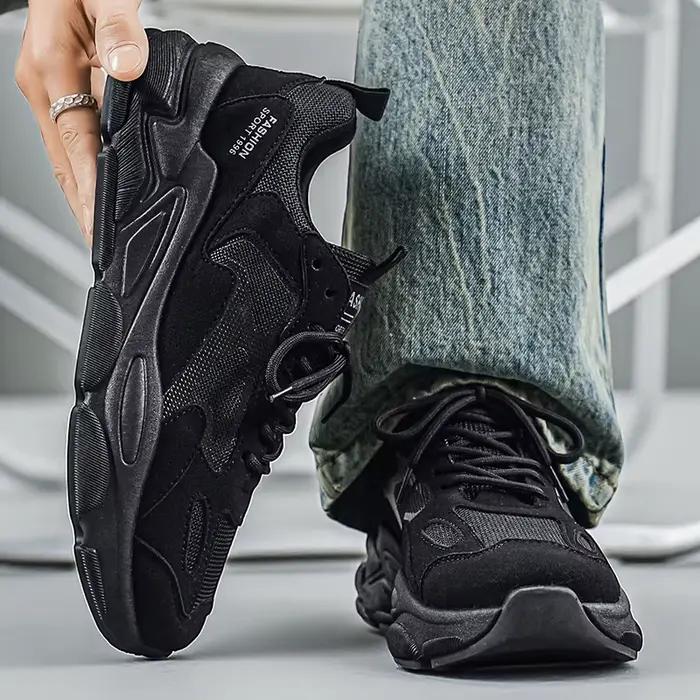 Chaussures de sport décontractées pour homme, cuir artificiel, semelle souple, antidérapantes, résistantes à l'usure, respirantes, pour course en extérieur et activités quotidiennes
