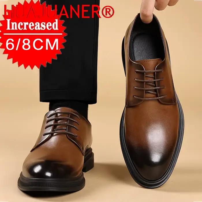 Chaussures habillées pour hommes style britannique à bout pointu et semelle épaisse