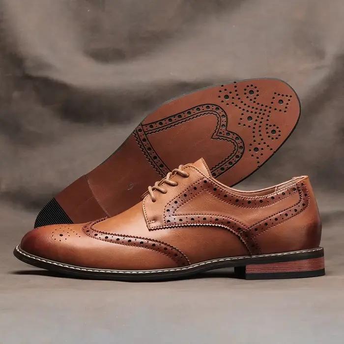 Taille 7 ~ 13 chaussures habillées Brogue homme chaussure sociale en cuir de mariage mâle