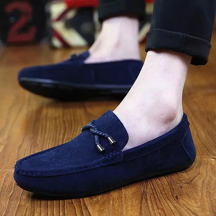 Hommes mocassins chaussures d'affaires en daim cuir semelle souple