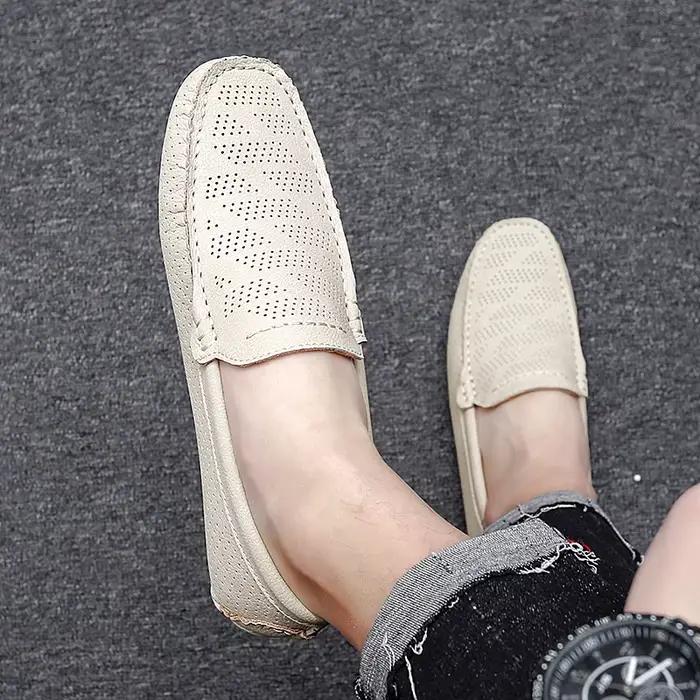 Mocassins d'été en cuir véritable pour homme, chaussures de conduite plates et décontractées, grande taille 45 46 47, de haute qualité