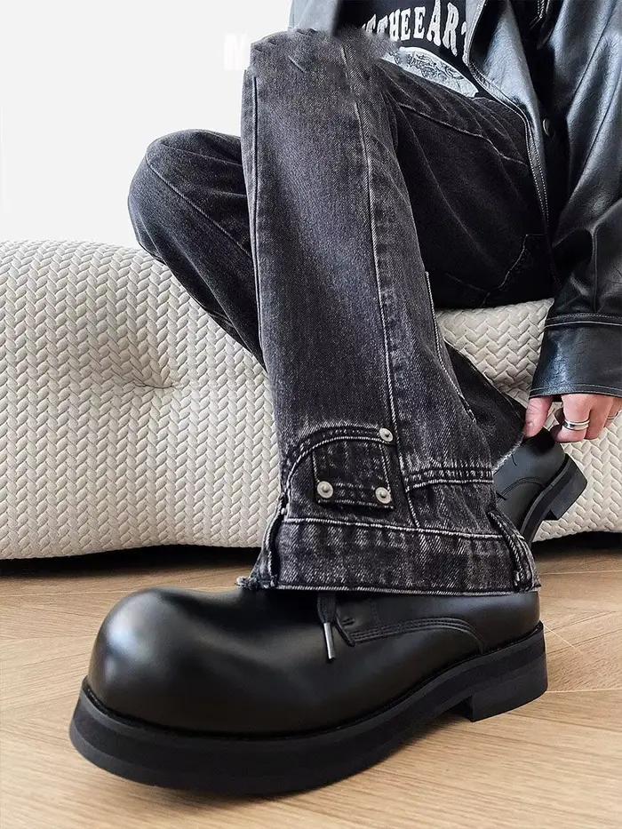 2025 hommes semelles épaisses augmenter la hauteur en cuir décontracté coiffeur à la mode Niche Design sens grande tête Derby chaussures