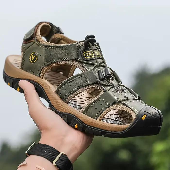 Sandales Homme 2026 en Cuir Véritable – Chaussures Décontractées pour Hommes