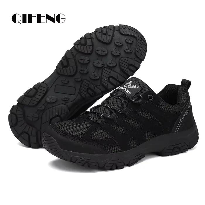 Chaussures décontractées QIFENG en cuir pour hommes, respirantes, imperméables, motifs géométriques, style rétro, confort toute la journée, pour printemps et automne